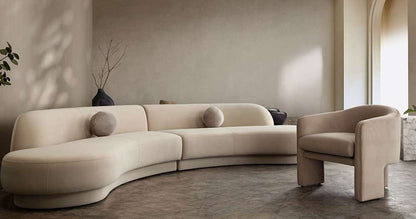 Diamond Sofa - Zelda 2PC Modular Curved Armless Chaise in Light Camel Performance Velvet w/ (2) Accent Pillow Balls - ZELDA2PCLCRCLCA veiw 9