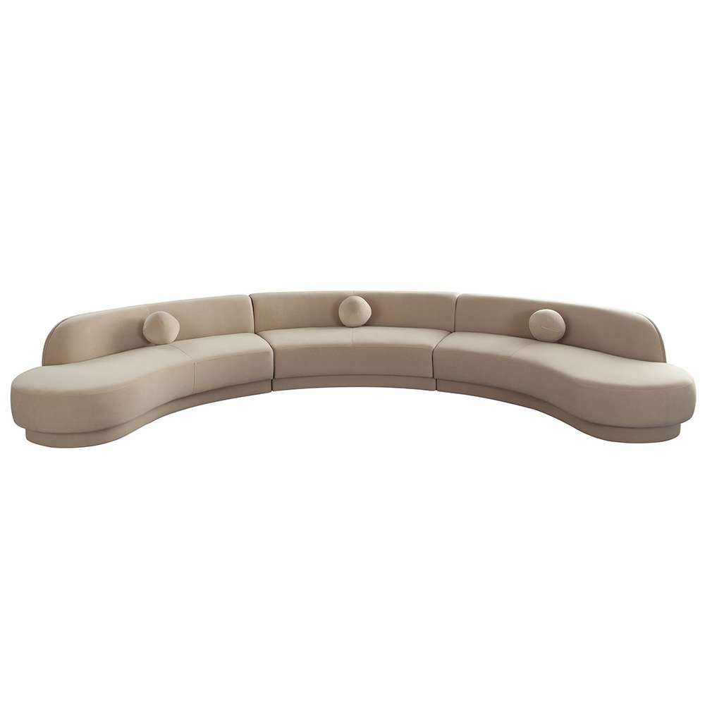 Diamond Sofa - Zelda 3PC Modular Curved Armless Sofa & (2) Chaise in Light Camel Performance Velvet w/ (3) Accent Pillow Balls - ZELDA3PCLCASRCLCA veiw 1