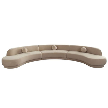 Diamond Sofa - Zelda 3PC Modular Curved Armless Sofa & (2) Chaise in Light Camel Performance Velvet w/ (3) Accent Pillow Balls - ZELDA3PCLCASRCLCA veiw 1