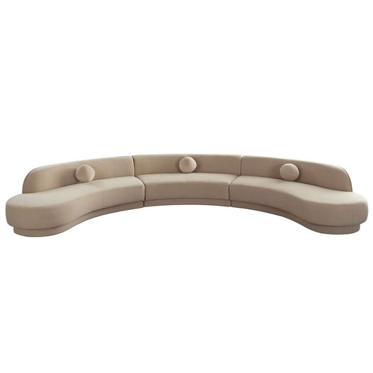 Diamond Sofa - Zelda 3PC Modular Curved Armless Sofa & (2) Chaise in Light Camel Performance Velvet w/ (3) Accent Pillow Balls - ZELDA3PCLCASRCLCA veiw 1