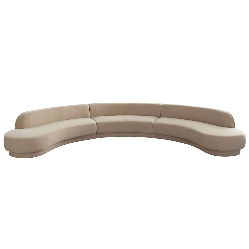 Diamond Sofa - Zelda 3PC Modular Curved Armless Sofa & (2) Chaise in Light Camel Performance Velvet w/ (3) Accent Pillow Balls - ZELDA3PCLCASRCLCA veiw 2