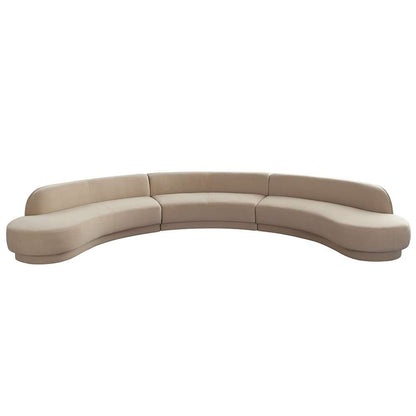 Diamond Sofa - Zelda 3PC Modular Curved Armless Sofa & (2) Chaise in Light Camel Performance Velvet w/ (3) Accent Pillow Balls - ZELDA3PCLCASRCLCA veiw 2