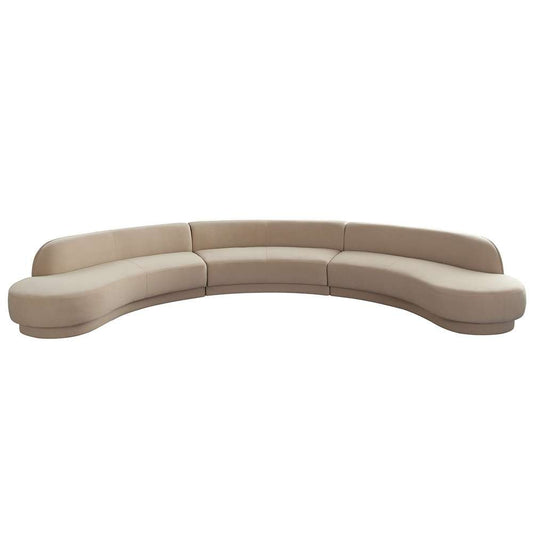 Diamond Sofa - Zelda 3PC Modular Curved Armless Sofa & (2) Chaise in Light Camel Performance Velvet w/ (3) Accent Pillow Balls - ZELDA3PCLCASRCLCA veiw 2