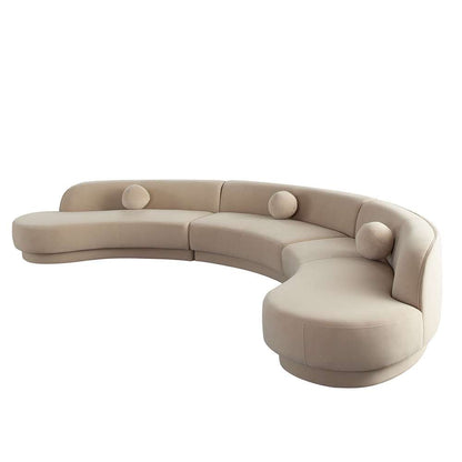 Diamond Sofa - Zelda 3PC Modular Curved Armless Sofa & (2) Chaise in Light Camel Performance Velvet w/ (3) Accent Pillow Balls - ZELDA3PCLCASRCLCA veiw 7