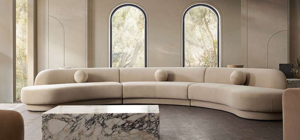 Diamond Sofa - Zelda 3PC Modular Curved Armless Sofa & (2) Chaise in Light Camel Performance Velvet w/ (3) Accent Pillow Balls - ZELDA3PCLCASRCLCA veiw 9