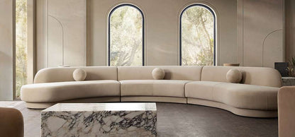 Diamond Sofa - Zelda 3PC Modular Curved Armless Sofa & (2) Chaise in Light Camel Performance Velvet w/ (3) Accent Pillow Balls - ZELDA3PCLCASRCLCA veiw 9