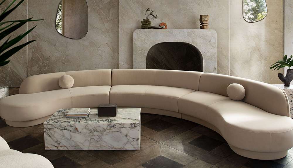 Diamond Sofa - Zelda 3PC Modular Curved Armless Sofa & (2) Chaise in Light Camel Performance Velvet w/ (3) Accent Pillow Balls - ZELDA3PCLCASRCLCA veiw 10