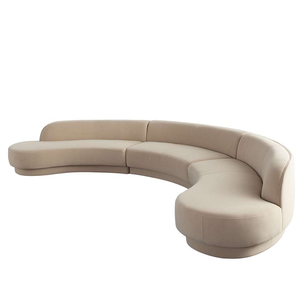 Diamond Sofa - Zelda 3PC Modular Curved Armless Sofa & (2) Chaise in Light Camel Performance Velvet w/ (3) Accent Pillow Balls - ZELDA3PCLCASRCLCA veiw 12