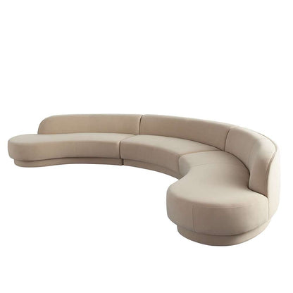 Diamond Sofa - Zelda 3PC Modular Curved Armless Sofa & (2) Chaise in Light Camel Performance Velvet w/ (3) Accent Pillow Balls - ZELDA3PCLCASRCLCA veiw 12