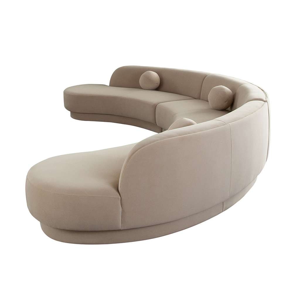 Diamond Sofa - Zelda 3PC Modular Curved Armless Sofa & (2) Chaise in Light Camel Performance Velvet w/ (3) Accent Pillow Balls - ZELDA3PCLCASRCLCA veiw 13