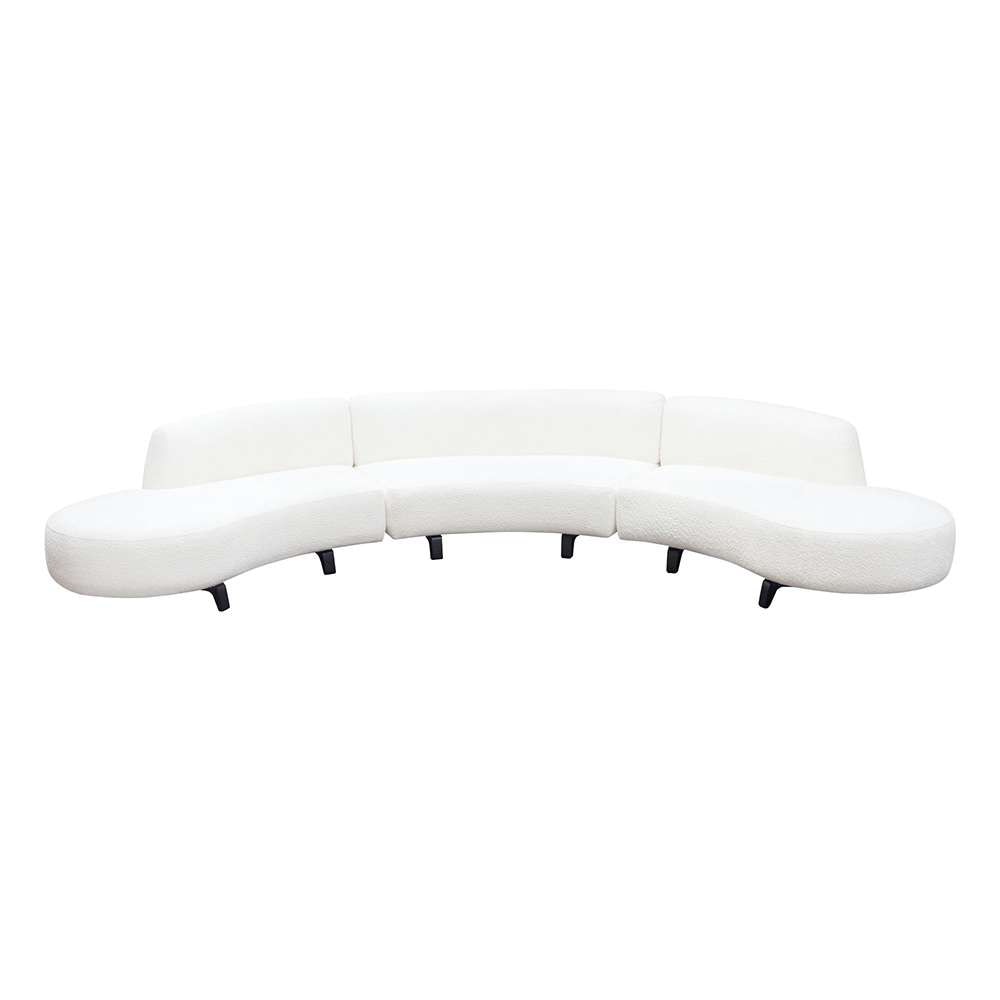 Diamond Sofa - Vesper 3PC Modular Curved Armless Sofa & (2) Chaise in Faux White Shearling w/ Black Wood Leg Base - VESPER3PCASLCRCWH veiw 1