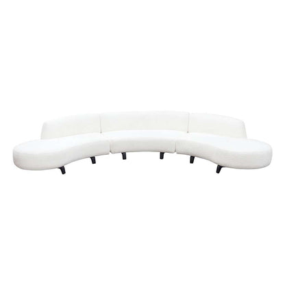 Diamond Sofa - Vesper 3PC Modular Curved Armless Sofa & (2) Chaise in Faux White Shearling w/ Black Wood Leg Base - VESPER3PCASLCRCWH veiw 1