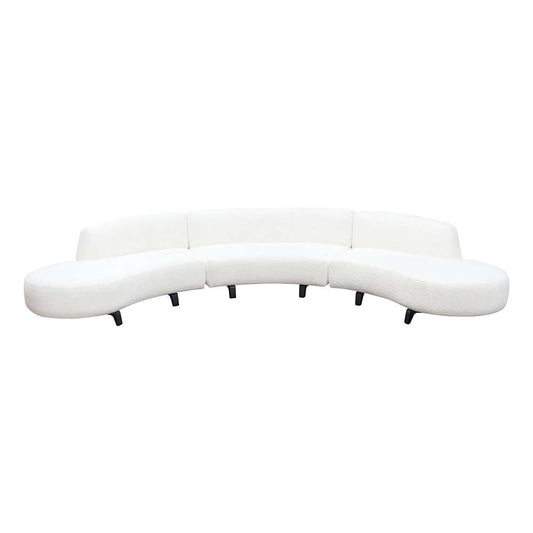 Diamond Sofa - Vesper 3PC Modular Curved Armless Sofa & (2) Chaise in Faux White Shearling w/ Black Wood Leg Base - VESPER3PCASLCRCWH veiw 1