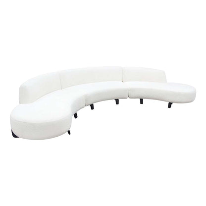 Diamond Sofa - Vesper 3PC Modular Curved Armless Sofa & (2) Chaise in Faux White Shearling w/ Black Wood Leg Base - VESPER3PCASLCRCWH veiw 2