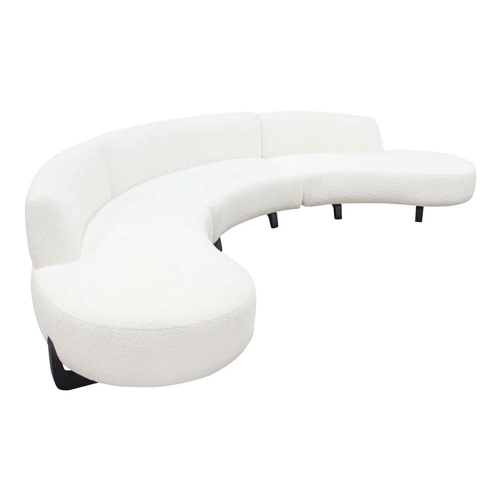 Diamond Sofa - Vesper 3PC Modular Curved Armless Sofa & (2) Chaise in Faux White Shearling w/ Black Wood Leg Base - VESPER3PCASLCRCWH veiw 3