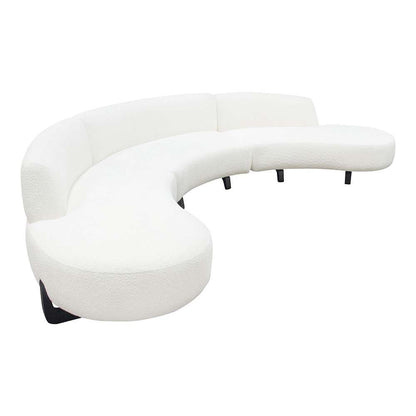 Diamond Sofa - Vesper 3PC Modular Curved Armless Sofa & (2) Chaise in Faux White Shearling w/ Black Wood Leg Base - VESPER3PCASLCRCWH veiw 3