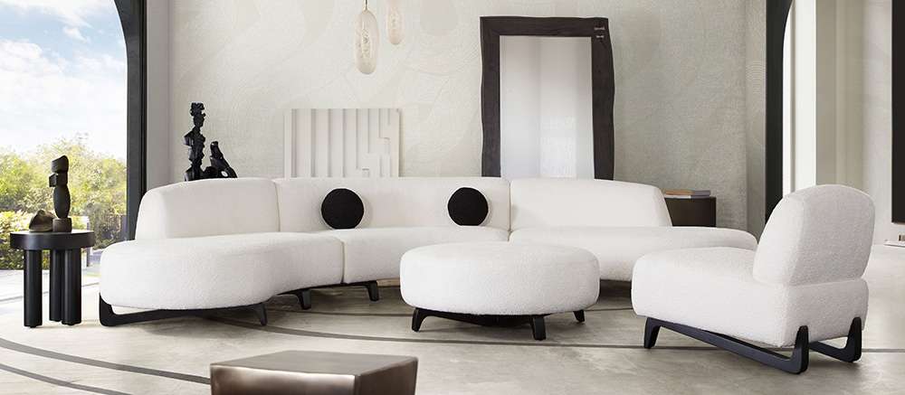 Diamond Sofa - Vesper 3PC Modular Curved Armless Sofa & (2) Chaise in Faux White Shearling w/ Black Wood Leg Base - VESPER3PCASLCRCWH veiw 4