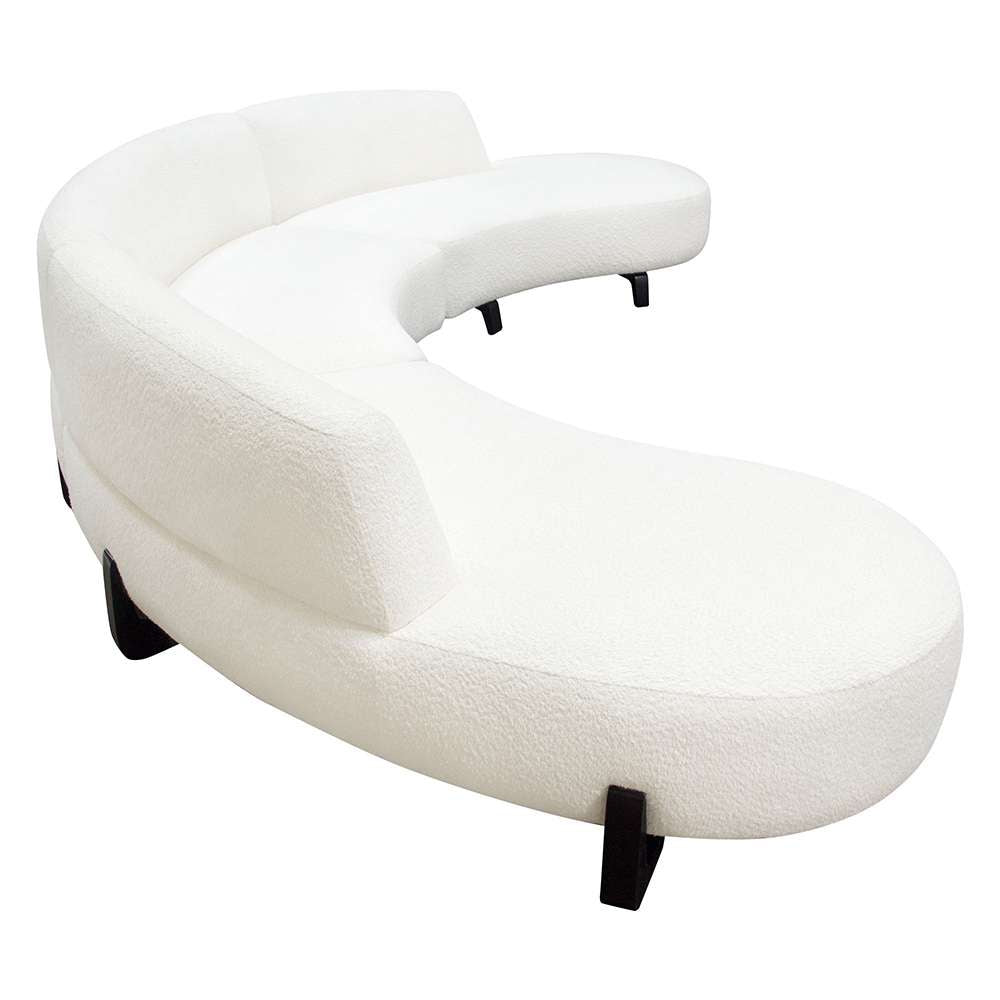 Diamond Sofa - Vesper 3PC Modular Curved Armless Sofa & (2) Chaise in Faux White Shearling w/ Black Wood Leg Base - VESPER3PCASLCRCWH veiw 5