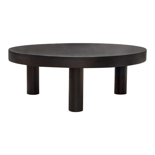 Diamond Sofa - Rune 42in Round Cocktail Table w/ Solid Acacia Wood Top & Iron Leg Base in Black Finish - RUNECTBL veiw 1