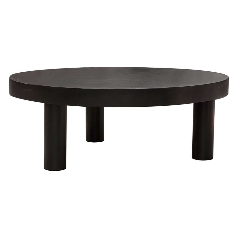 Diamond Sofa - Rune 42in Round Cocktail Table w/ Solid Acacia Wood Top & Iron Leg Base in Black Finish - RUNECTBL veiw 4