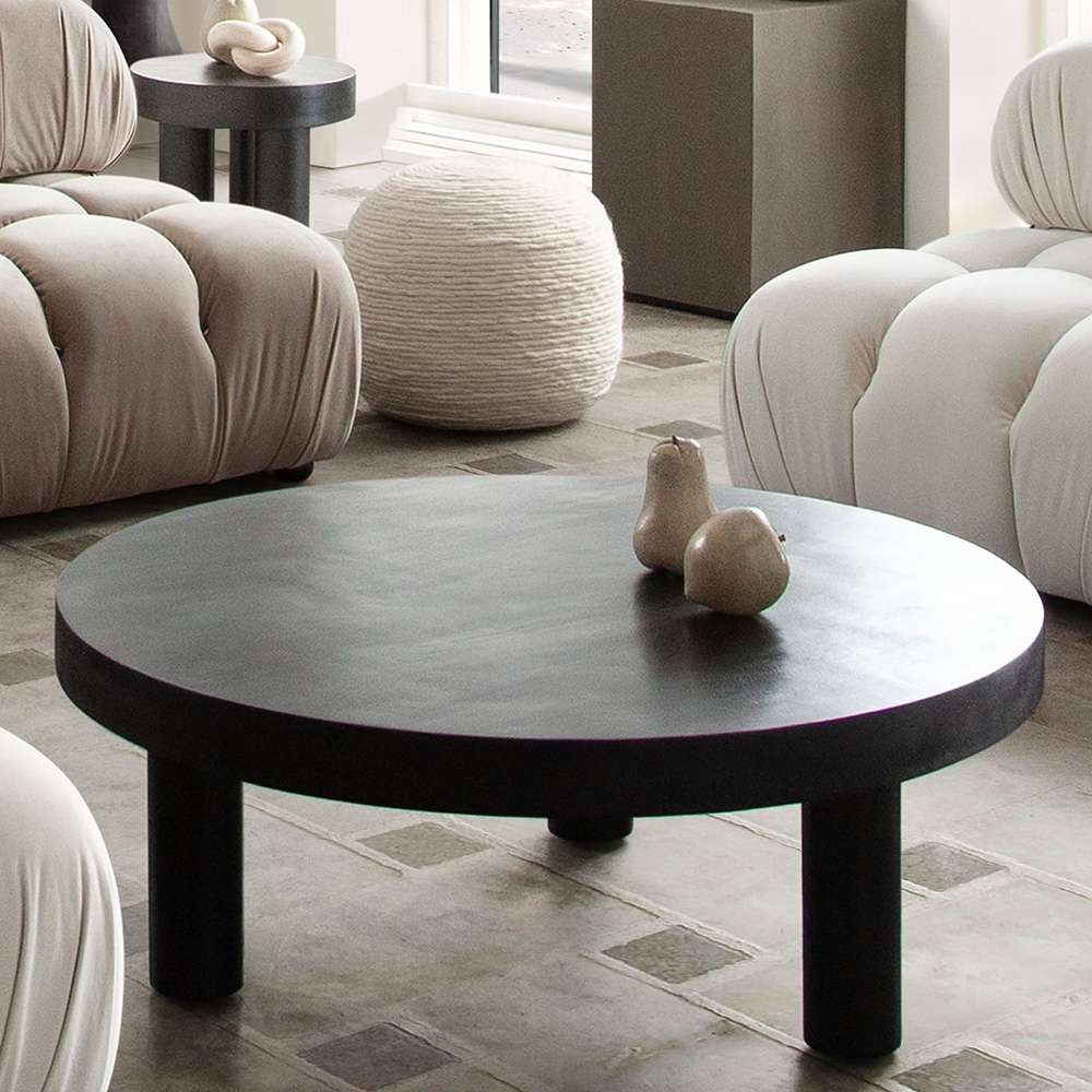 Diamond Sofa - Rune 42in Round Cocktail Table w/ Solid Acacia Wood Top & Iron Leg Base in Black Finish - RUNECTBL veiw 6