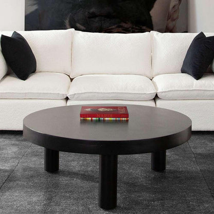 Diamond Sofa - Rune 42in Round Cocktail Table w/ Solid Acacia Wood Top & Iron Leg Base in Black Finish - RUNECTBL veiw 7