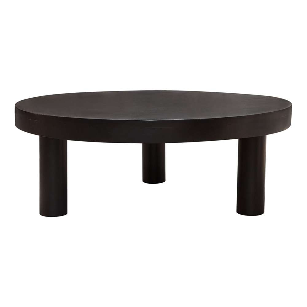 Diamond Sofa - Rune 42in Round Cocktail Table w/ Solid Acacia Wood Top & Iron Leg Base in Black Finish - RUNECTBL veiw 8