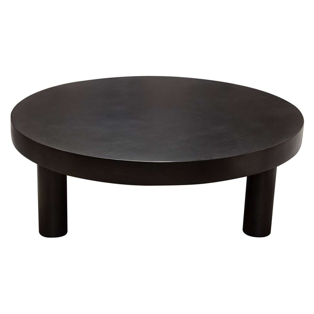 Diamond Sofa - Rune 42in Round Cocktail Table w/ Solid Acacia Wood Top & Iron Leg Base in Black Finish - RUNECTBL veiw 9