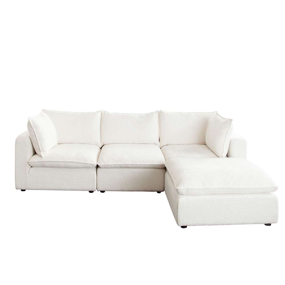Diamond Sofa - Ivy 4-Piece Reversible Modular Chaise Sectional in White Faux Shearling w/ Feather Down Seating - IVY2SC1AC1OTWH veiw 1