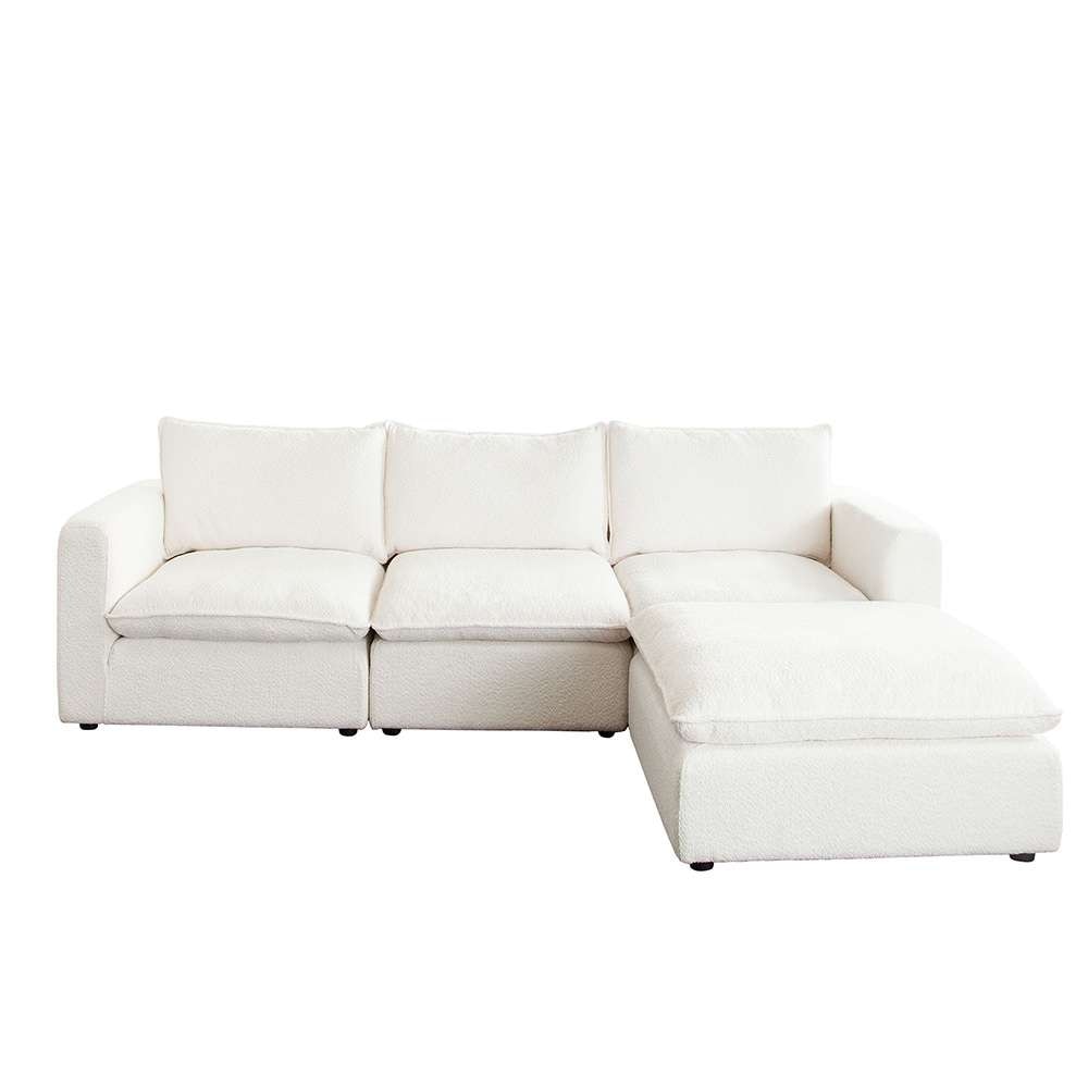 Diamond Sofa - Ivy 4-Piece Reversible Modular Chaise Sectional in White Faux Shearling w/ Feather Down Seating - IVY2SC1AC1OTWH veiw 2