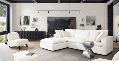 Diamond Sofa - Ivy 4-Piece Reversible Modular Chaise Sectional in White Faux Shearling w/ Feather Down Seating - IVY2SC1AC1OTWH veiw 3