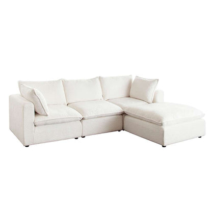 Diamond Sofa - Ivy 4-Piece Reversible Modular Chaise Sectional in White Faux Shearling w/ Feather Down Seating - IVY2SC1AC1OTWH veiw 4