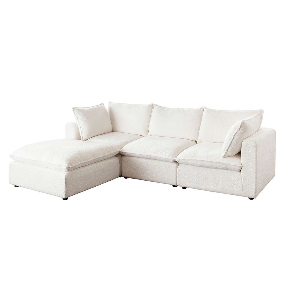 Diamond Sofa - Ivy 4-Piece Reversible Modular Chaise Sectional in White Faux Shearling w/ Feather Down Seating - IVY2SC1AC1OTWH veiw 6