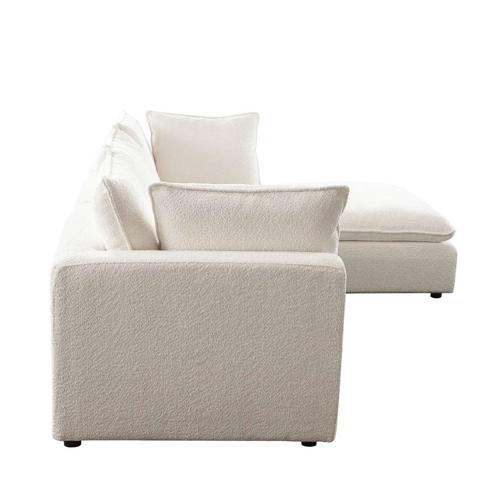 Diamond Sofa - Ivy 4-Piece Reversible Modular Chaise Sectional in White Faux Shearling w/ Feather Down Seating - IVY2SC1AC1OTWH veiw 8