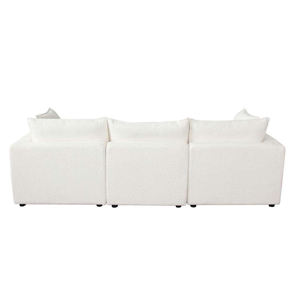 Diamond Sofa - Ivy 4-Piece Reversible Modular Chaise Sectional in White Faux Shearling w/ Feather Down Seating - IVY2SC1AC1OTWH veiw 9