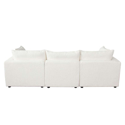 Diamond Sofa - Ivy 4-Piece Reversible Modular Chaise Sectional in White Faux Shearling w/ Feather Down Seating - IVY2SC1AC1OTWH veiw 9