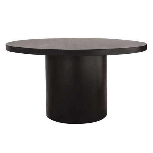 Diamond Sofa - Rune 54in Round Dining Table w/ Solid Acacia Wood Top & Iron Pedestal Base in Black Finish - RUNEDTBL veiw 1
