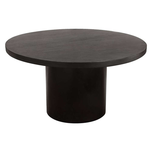 Diamond Sofa - Rune 54in Round Dining Table w/ Solid Acacia Wood Top & Iron Pedestal Base in Black Finish - RUNEDTBL veiw 2