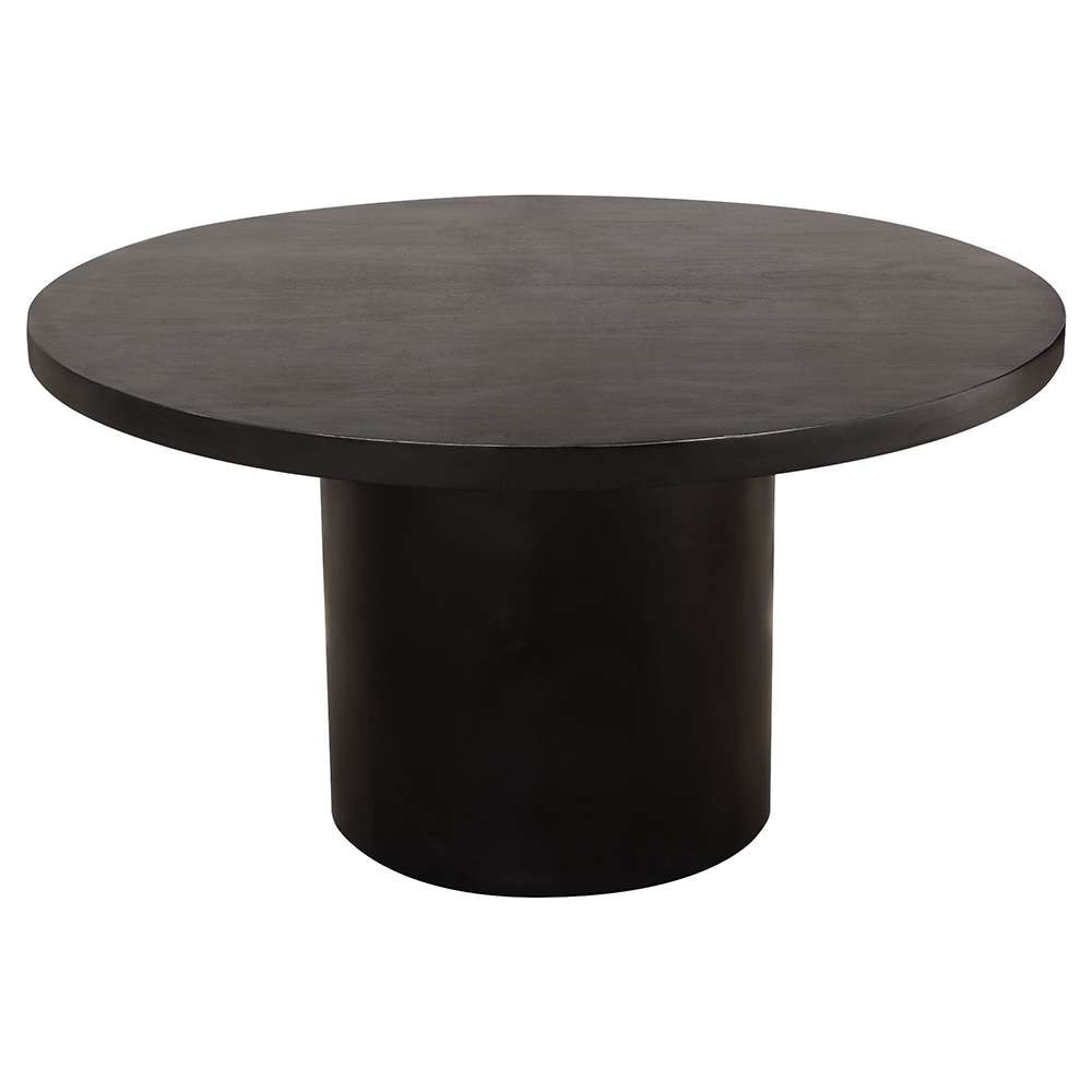 Diamond Sofa - Rune 54in Round Dining Table w/ Solid Acacia Wood Top & Iron Pedestal Base in Black Finish - RUNEDTBL veiw 3