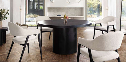 Diamond Sofa - Rune 54in Round Dining Table w/ Solid Acacia Wood Top & Iron Pedestal Base in Black Finish - RUNEDTBL veiw 4
