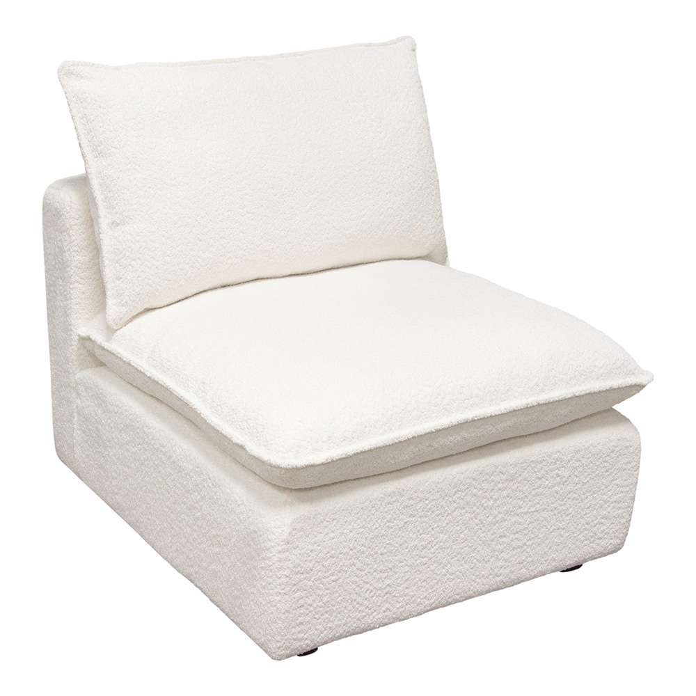 Diamond Sofa - Ivy Armless Chair in White Faux Shearling w/ Feather Down Seating - IVYACWH veiw 2
