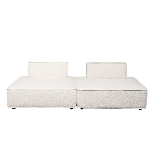 Diamond Sofa - Cara 2-Piece Square Modular Lounger in Ivory Boucle Fabric w/ Moveable, Non-Skid Backrest - CARALGIV2PC veiw 1