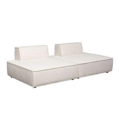 Diamond Sofa - Cara 2-Piece Square Modular Lounger in Ivory Boucle Fabric w/ Moveable, Non-Skid Backrest - CARALGIV2PC veiw 3