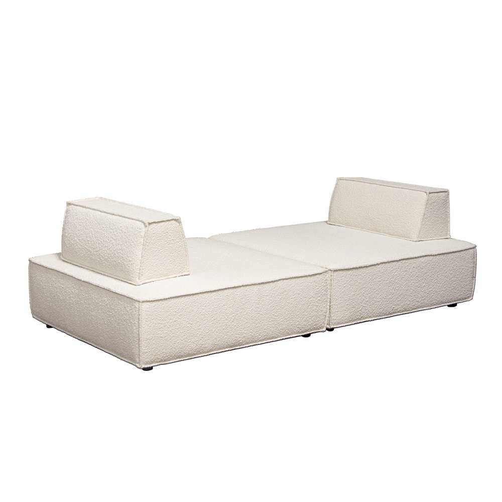 Diamond Sofa - Cara 2-Piece Square Modular Lounger in Ivory Boucle Fabric w/ Moveable, Non-Skid Backrest - CARALGIV2PC veiw 6