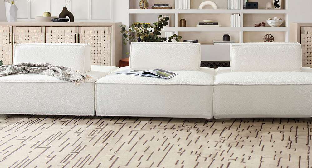 Diamond Sofa - Cara 3-Piece Square Modular Lounger in Ivory Boucle Fabric w/ Moveable, Non-Skid Backrest - CARALGIV3PC veiw 1