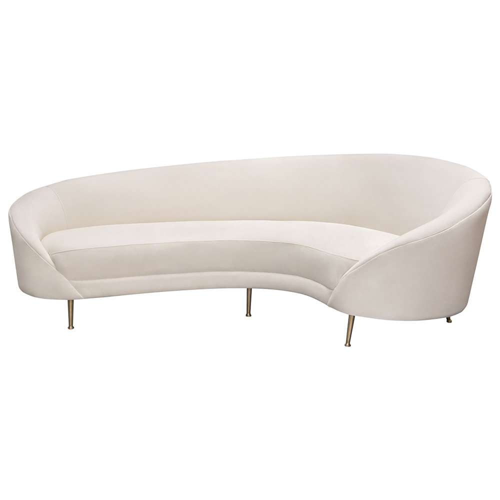Diamond Sofa - Celine Curved Sofa with Contoured Back in Light Cream Velvet and Gold Metal Legs - CELINESOCM veiw 1