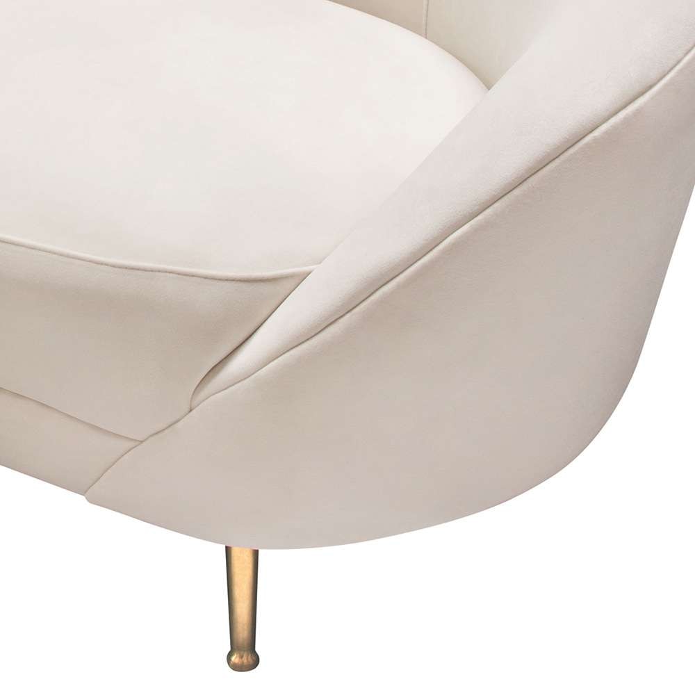 Diamond Sofa - Celine Curved Sofa with Contoured Back in Light Cream Velvet and Gold Metal Legs - CELINESOCM veiw 3