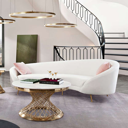 Diamond Sofa - Celine Curved Sofa with Contoured Back in Light Cream Velvet and Gold Metal Legs - CELINESOCM veiw 6