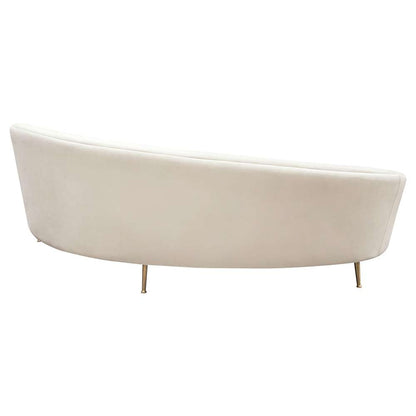 Diamond Sofa - Celine Curved Sofa with Contoured Back in Light Cream Velvet and Gold Metal Legs - CELINESOCM veiw 9