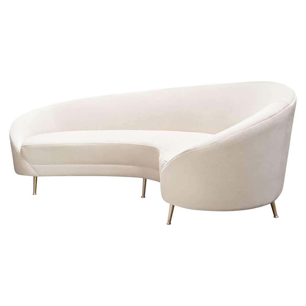 Diamond Sofa - Celine Curved Sofa with Contoured Back in Light Cream Velvet and Gold Metal Legs - CELINESOCM veiw 11